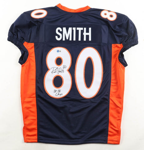 Rod Smith "2xSB Champs" Signed Denver Broncos Pro Cut Blue Jersey (Beckett)