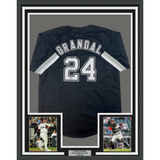 Framed Autographed/Signed Yasmani Grandal 33x42 Chicago Black Jersey BAS COA