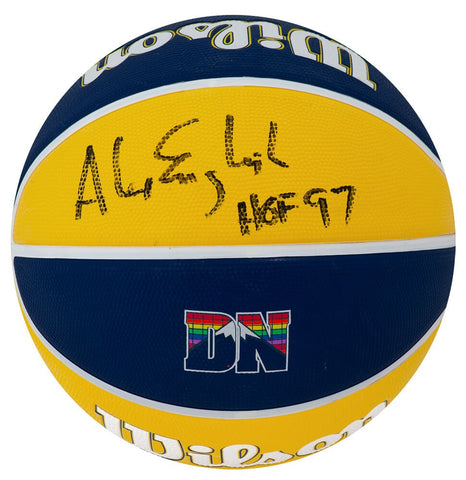 Alex English Signed Wilson Nuggets The City Logo NBA Basketball w/HOF (SS COA)
