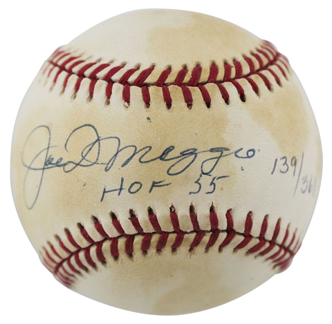 Yankees Joe DiMaggio "HOF 55" Authentic Signed Baseball LE #139/361 BAS #AD64070