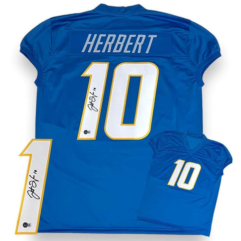 Justin Herbert Autographed SIGNED Game Cut Style Jersey - Powder Blue - Beckett