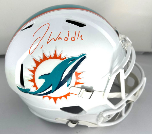 Dolphins Receiver JAYLEN WADDLE Signed Full Size Replica Speed Helmet AUTO - BAS