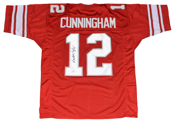 RANDALL CUNNINGHAM AUTOGRAPHED UNLV REBELS #12 RED JERSEY JSA