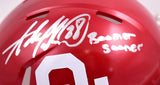 Adrian Peterson Signed Oklahoma Speed Mini Helmet W/Boomer Sooner-Beckett W Holo