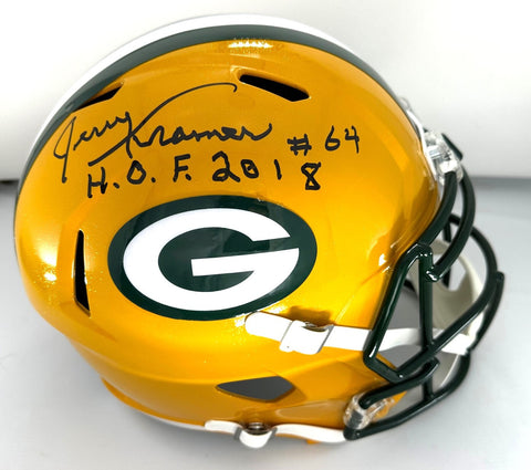 Packers JERRY KRAMER Signed Full Size Replica Speed Helmet AUTO w/ HOF 18 - JSA