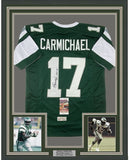 Framed Autographed/Signed Harold Carmichael 35x39 HOF 20 Green Jersey JSA COA