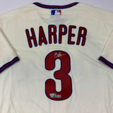 Signed Bryce Harper Phillies Cream Authentic Jersey Fanatics MLB COA