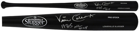Vince Coleman Signed Louisville Slugger Black Baseball Bat w/85 NL ROY -(SS COA)
