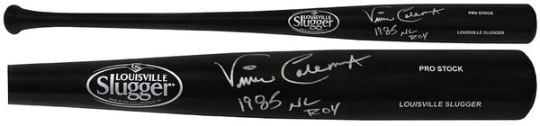Vince Coleman Signed Louisville Slugger Black Baseball Bat w/85 NL ROY -(SS COA)