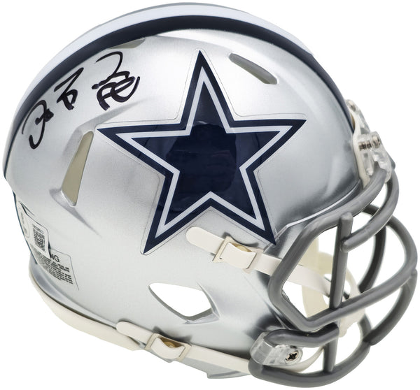 DEZ BRYANT AUTOGRAPHED COWBOYS SILVER SPEED MINI HELMET BECKETT WITNESS 230224