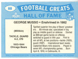George Musso Autographed/Signed Chicago Bears 1988 Swell HOF Card 43200