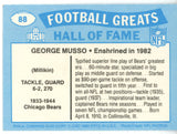 George Musso Autographed/Signed Chicago Bears 1988 Swell HOF Card 43200