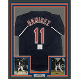 FRAMED Autographed/Signed JOSE RAMIREZ 33x42 Cleveland Blue Jersey Beckett COA