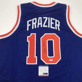 Autographed/Signed WALT FRAZIER New York Blue Basketball Jersey PSA/DNA COA Auto
