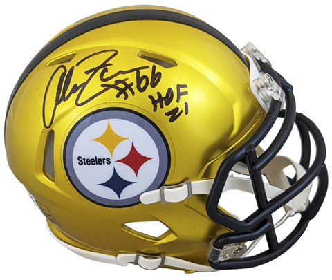 Steelers Alan Faneca "HOF 21" Signed Flash Speed Mini Helmet BAS Witnessed