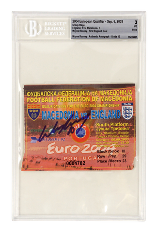 Wayne Rooney Signed 2004 First England Goal Match Ticket - BGS 3