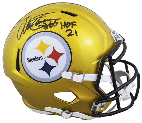 Steelers Alan Faneca "HOF 21" Signed Flash Full Size Speed Rep Helmet BAS Wit