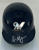 Brewers Outifelder NYJER MORGAN Signed Riddell Throwback Mini Helmet AUTO - BAS