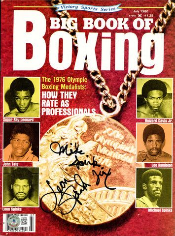 Leon Spinks & Michael Spinks Autographed Big Book of Boxing Magazine Beckett