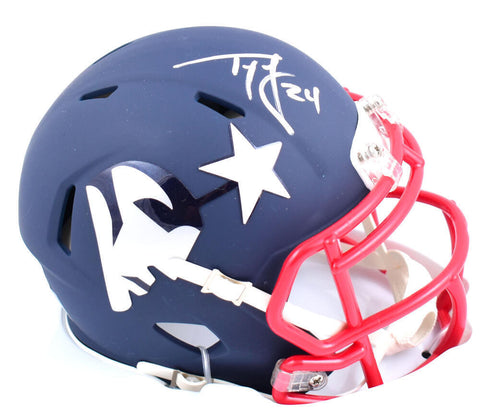 Ty Law Autographed New England Patriots AMP Speed Mini Helmet- Beckett W Holo