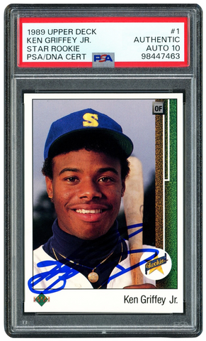Ken Griffey Jr. Signed 1989 Upper Deck RC 1 Seattle Mariners Auto GM 10 PSA/DNA