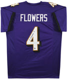 Zay Flowers Authentic Signed Purple Pro Style Jersey BAS Witnessed