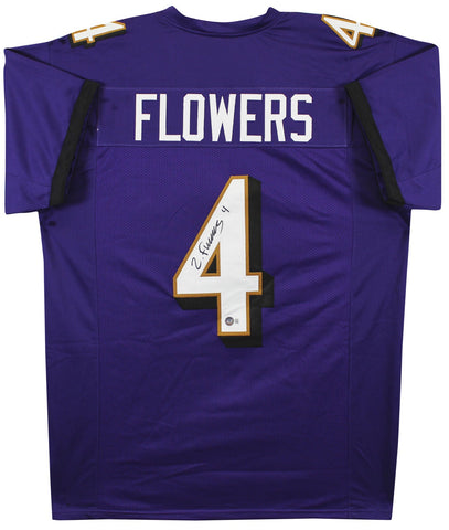 Zay Flowers Authentic Signed Purple Pro Style Jersey BAS Witnessed