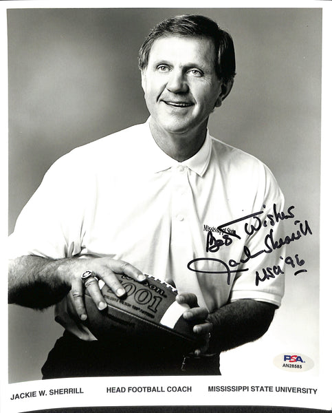 Jackie Sherrill CFB HOF Signed/Inscr 8x10 Photo Mississippi State PSA/DNA 185102