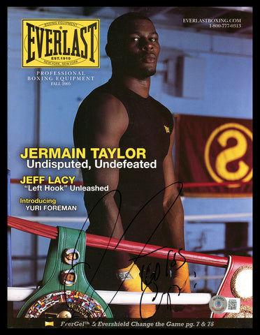 Jermain Taylor Autographed Signed Everlast Magazine Beckett BAS QR #BH26956
