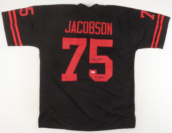 Larry Jacobson Signed Nebraska Cornhuskers Jersey (Beckett) New York Giants D.E.