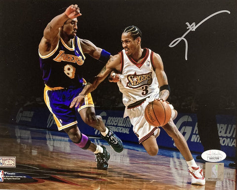 Allen Iverson Signed 8x10 Philadelphia 76ers vs Kobe Bryant Photo JSA ITP