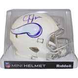 Justin Jefferson Autographed Minnesota Vikings Mini Helmet 24 Alt Beckett 51012