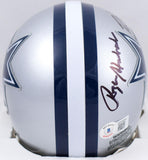 Staubach / Pearson Signed Cowboys Mini Helmet w/Hail Mary Date-Beckett W Holo