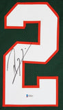 Ray Lewis Signed Miami Hurricanes Green Jersey (Beckett) 13xPro Bowl LB / Ravens