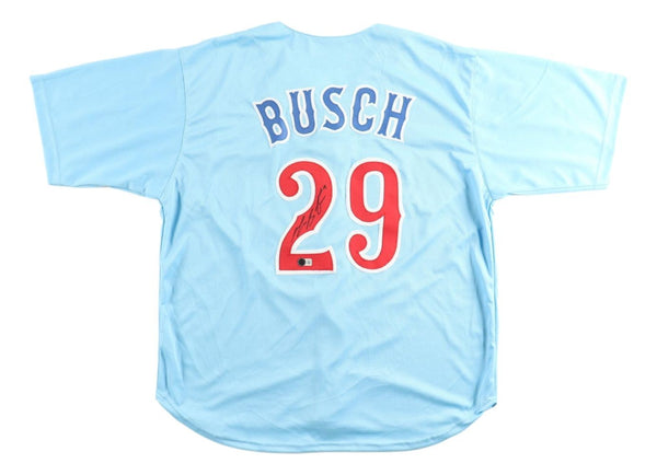 Michael Busch Chicago Signed Light Blue Baseball Jersey BAS