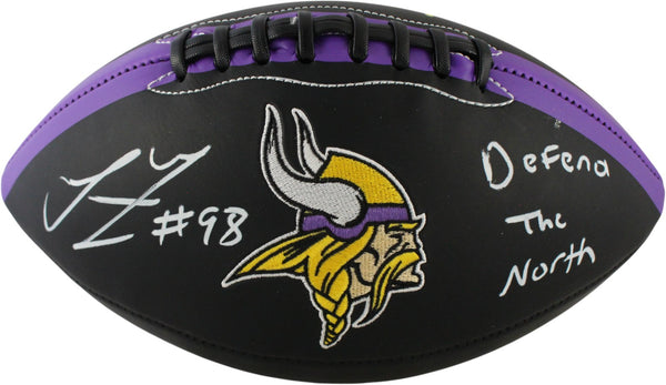 Linval Joseph Autographed Minnesota Vikings Logo Football Defend The North 59388