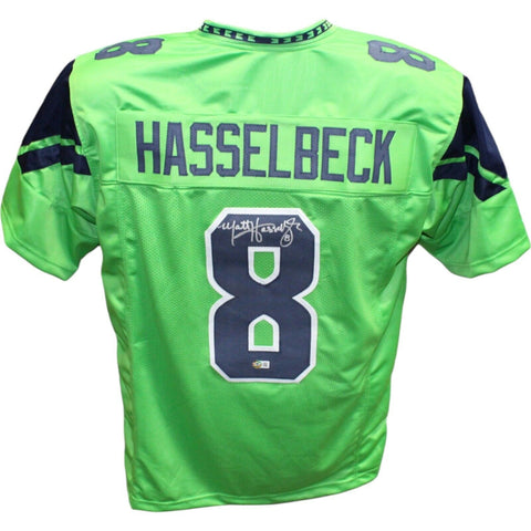 Matt Hasselbeck Autographed/Signed Pro Style Green Jersey Beckett 42778