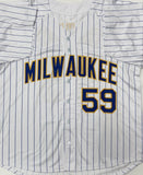DERRICK TURNBOW Signed Custom Replica Pinstripe Brewers Jersey AUTO - BAS