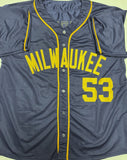 BRANDON WOODRUFF Signed Custom Replica Brewers Navy Jersey AUTO - BAS