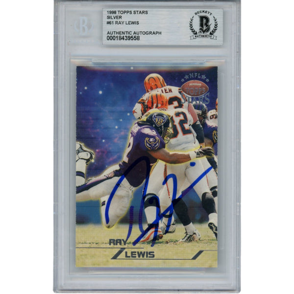 Ray Lewis Autographed 1998 Topps NFL Stars #61 Trading Card Slab Beckett 53512