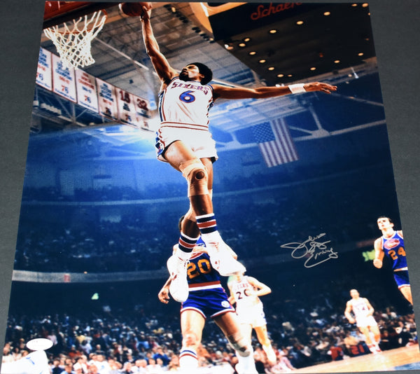 JULIUS ERVING DR J AUTOGRAPHED PHILADELPHIA 76ERS 16x20 PHOTO JSA