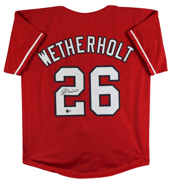 J.J. Wetherholt Authentic Signed Red Pro Style Jersey Autographed BAS Witnessed