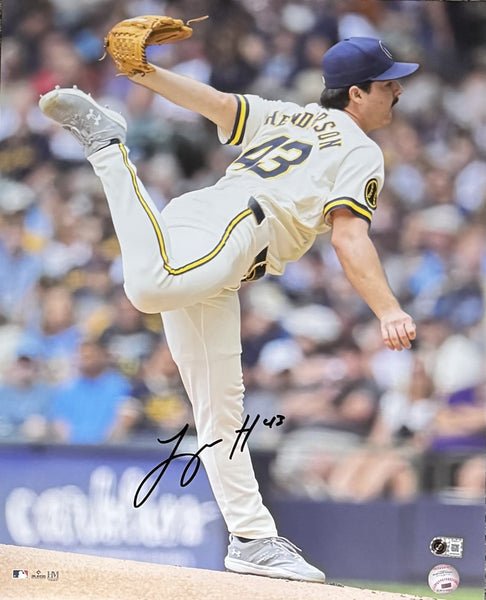 LOGAN HENDERSON Signed 16x20 Photo #1 AUTO - Milwaukee Brewers - BAS