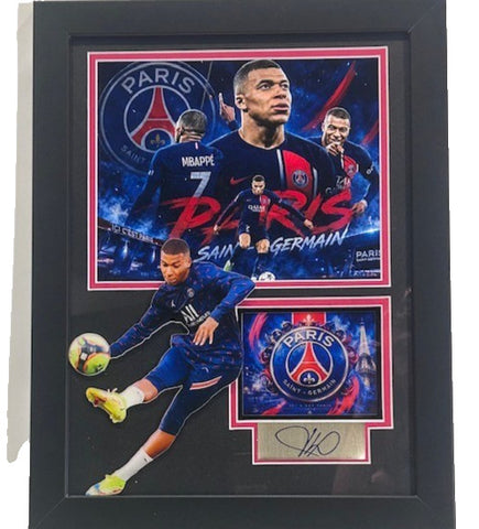 Kylian Mbappe Paris SG Laser Autographed Signature 14x18 Framed Photo Collage