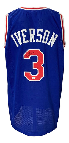 Allen Iverson Signed Custom Blue Pro-Style Basketball Jersey JSA ITP