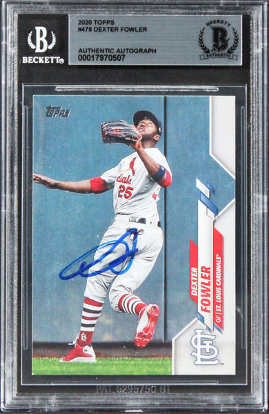 Cardinals Dexter Fowler Authentic Signed 2020 Topps #479 Card BAS Slabbed