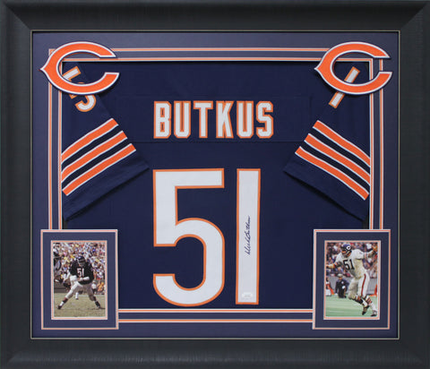 Dick Butkus Authentic Signed Navy Blue Pro Style Framed Jersey BAS Witnessed