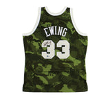 Patrick Ewing Signed New York Knicks Mitchell & Ness Swingman Green Camo Jersey