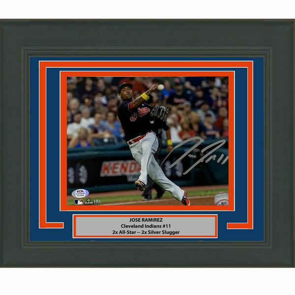 FRAMED Autographed/Signed JOSE RAMIREZ Cleveland Indians 8x10 Photo PSA COA #1