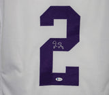 Justin Jefferson Autographed/Signed College Style White XL Jersey BAS 27709